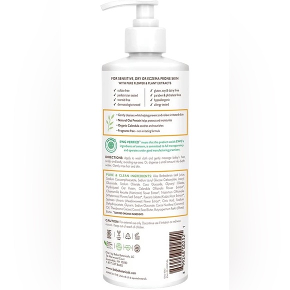 Babo Botanicals Sensitive Baby Fragrance-Free 2-in-1 Shampoo & Wash - Picture 6 of 7